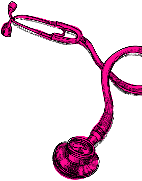 Rosa-schwarz gezeichnetes Stethoskop
